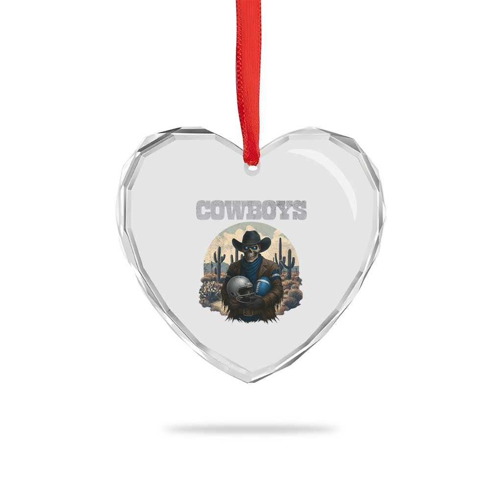 Skeleton Cowboy Football Player Heart Crystal Glass Ornament Western Fan Gift TS12 Print Your Wear