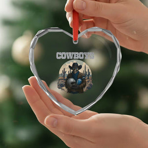 Skeleton Cowboy Football Player Heart Crystal Glass Ornament Western Fan Gift TS12 Print Your Wear
