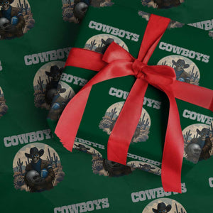 Skeleton Cowboy Football Player Wrapping Paper Roll Western Fan Gift TS12 Green Print Your Wear