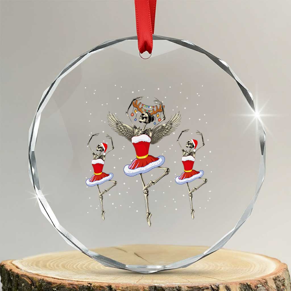 Skeleton Dancing Ballet Xmas Ballerina Crystal Glass Ornament TS09 Transparent Glass 3'' Circle Print Your Wear