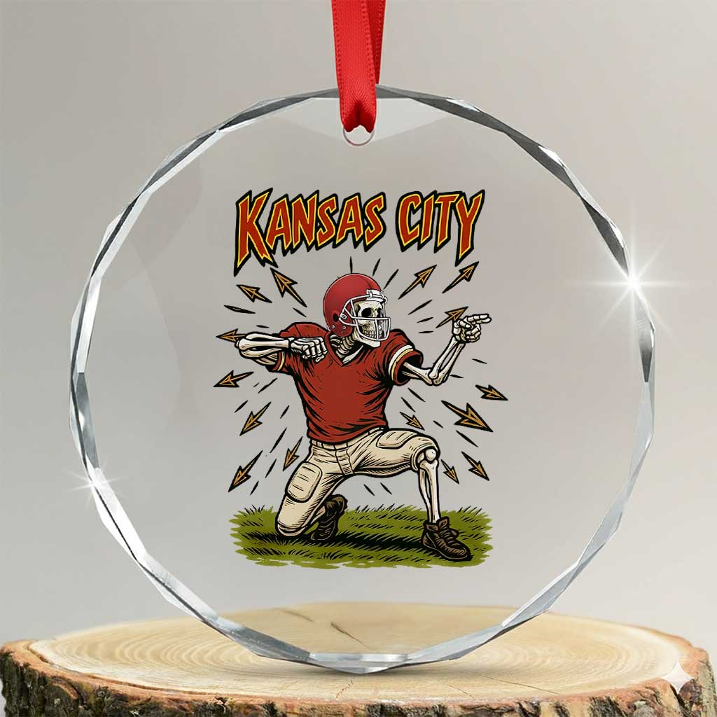 Skeleton Football Lover Crystal Glass Ornament Touchdown Game Day Lifestyle TS12 Transparent Glass 3'' Circle Print Your Wear