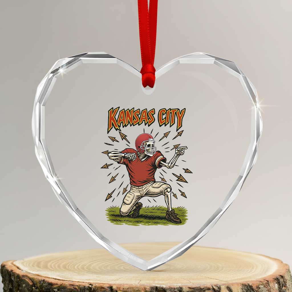 Skeleton Football Lover Heart Crystal Glass Ornament Touchdown Game Day Lifestyle TS12 Transparent Glass 3'' Heart Print Your Wear