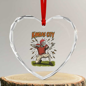 Skeleton Football Lover Heart Crystal Glass Ornament Touchdown Game Day Lifestyle TS12 Transparent Glass 3'' Heart Print Your Wear