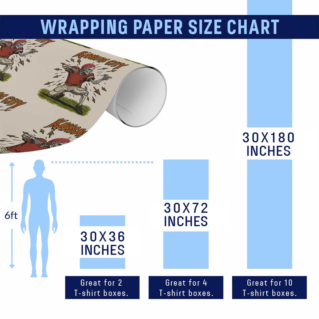 Skeleton Football Lover Wrapping Paper Roll Touchdown Game Day Lifestyle TS12 Print Your Wear