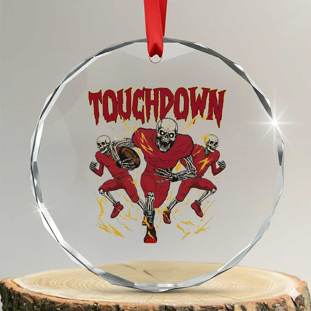 Skeleton Game Day Crystal Glass Ornament Touchdown Football Fan Gift TS12 Transparent Glass 3'' Circle Print Your Wear