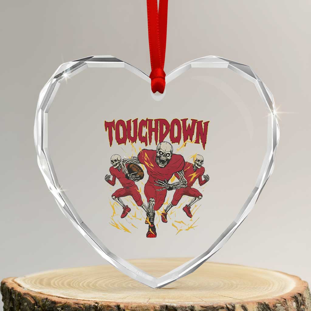 Skeleton Game Day Heart Crystal Glass Ornament Touchdown Football Fan Gift TS12 Transparent Glass 3'' Heart Print Your Wear