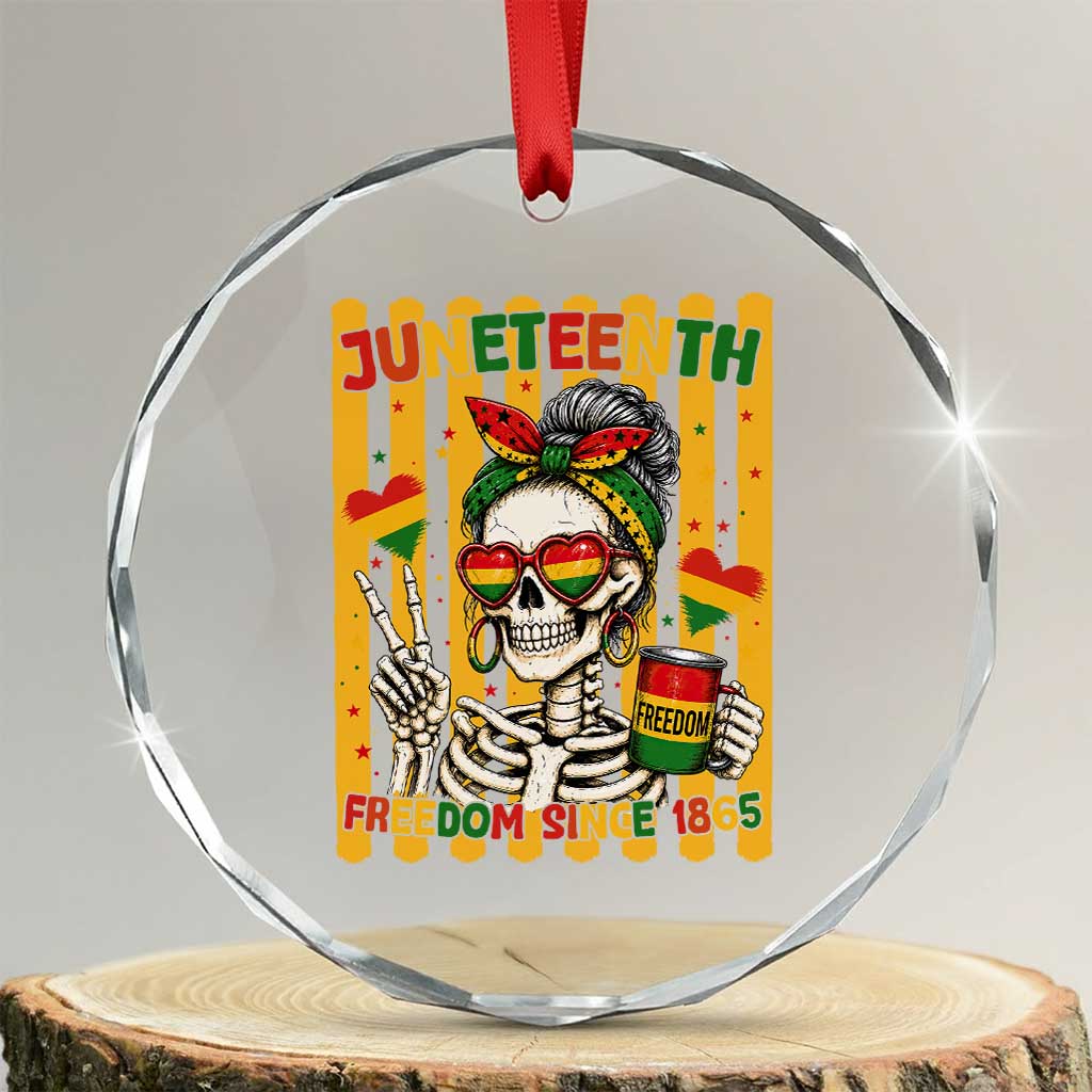 Skeleton Juneteenth Freedom Crystal Glass Ornament African American Pride Gift TS12 Transparent Glass 3'' Circle Print Your Wear
