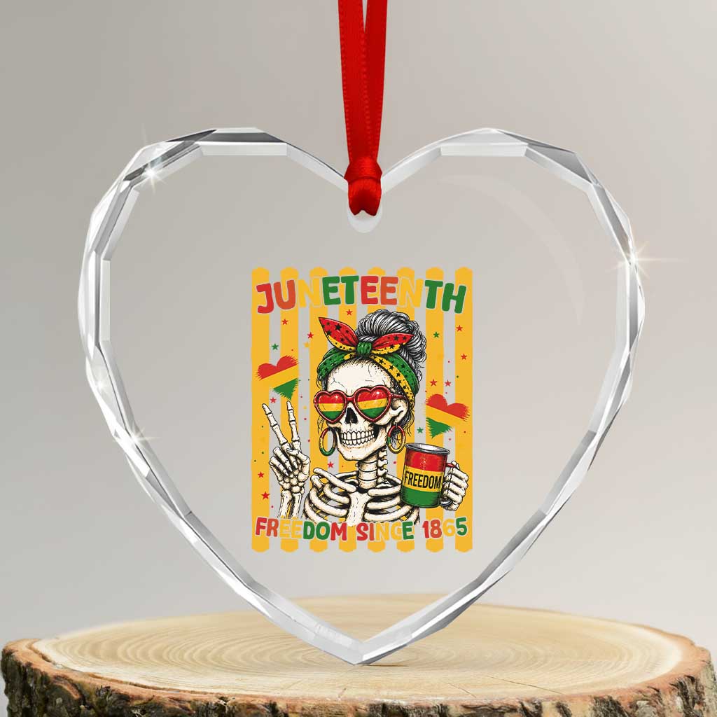 Skeleton Juneteenth Freedom Heart Crystal Glass Ornament African American Pride Gift TS12 Transparent Glass 3'' Heart Print Your Wear