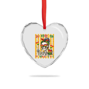 Skeleton Juneteenth Freedom Heart Crystal Glass Ornament African American Pride Gift