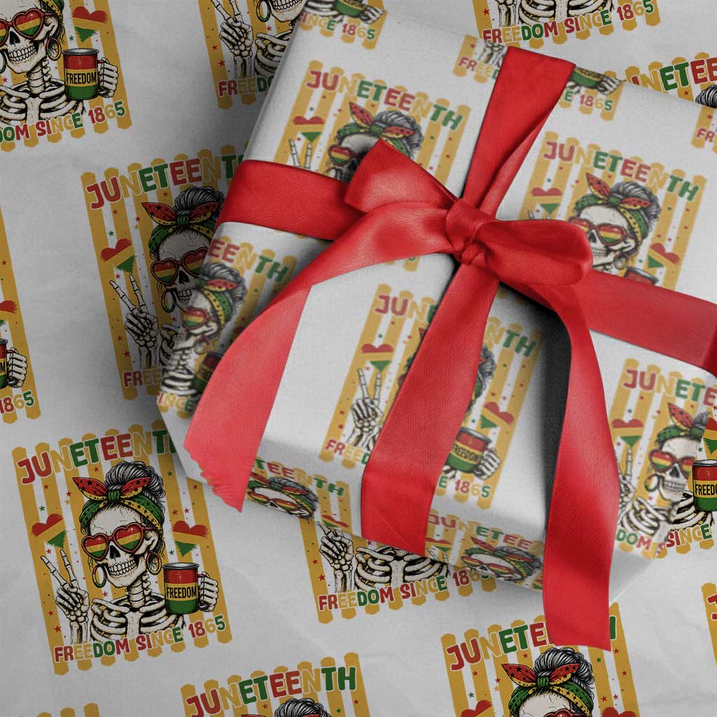 Skeleton Juneteenth Freedom Wrapping Paper Roll African American Pride Gift TS12 White Print Your Wear