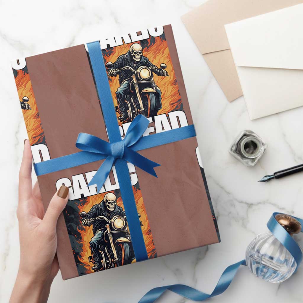 Skeleton Meme Wrapping Paper Roll Garlic Bread Flaming Biker On Fire Funny Edgy Hard Cringe TS02 Mocha Print Your Wear