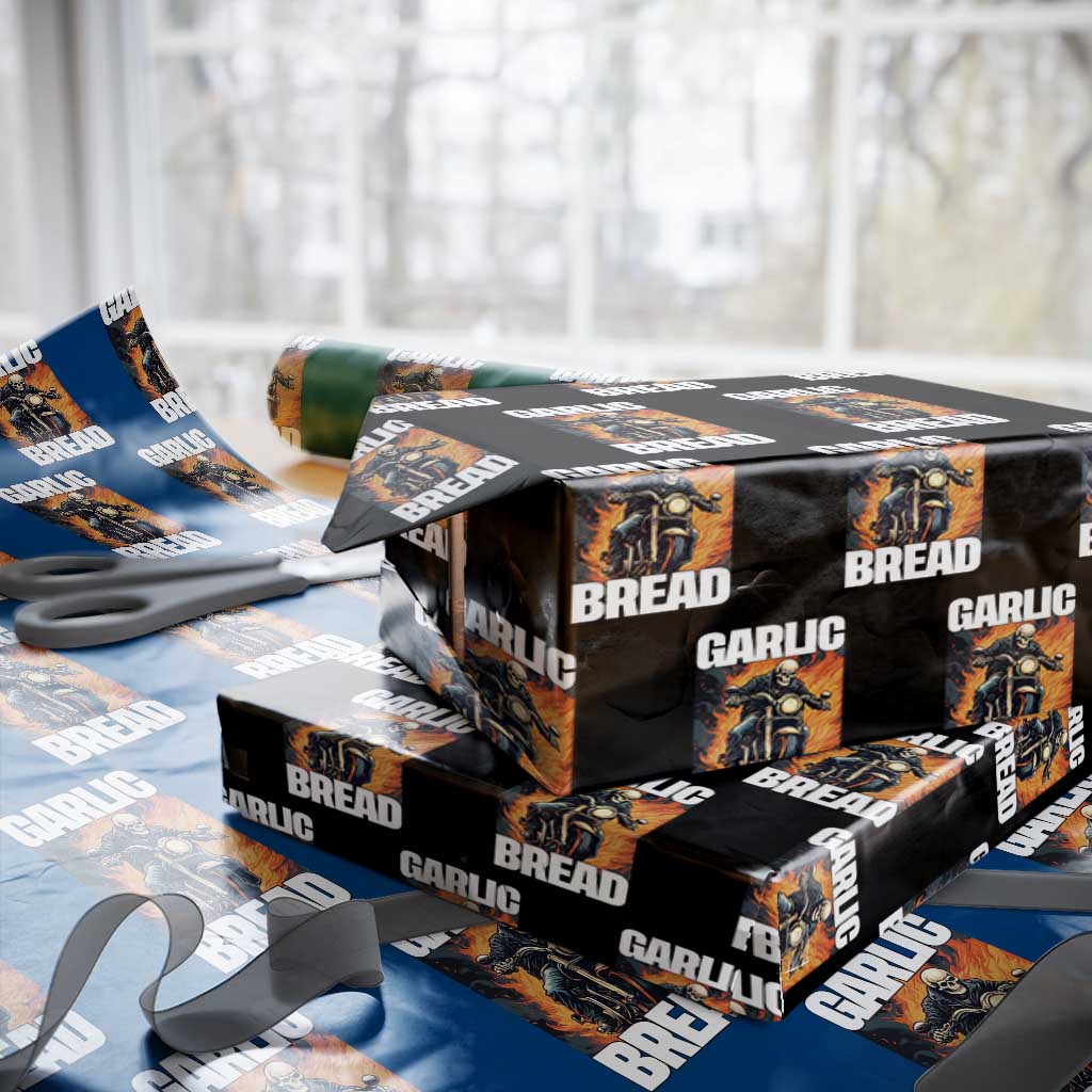 Skeleton Meme Wrapping Paper Roll Garlic Bread Flaming Biker On Fire Funny Edgy Hard Cringe TS02 Black Print Your Wear