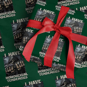 Skeleton Meme Wrapping Paper Roll I Have Homosexual Tendencies Funny Edgy Hard Cringe TS02 Green Print Your Wear