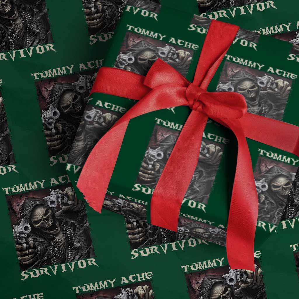Skeleton Meme Wrapping Paper Roll Tummy Ache Survivor Funny Cool Edgy Hard Cringe TS02 Green Print Your Wear
