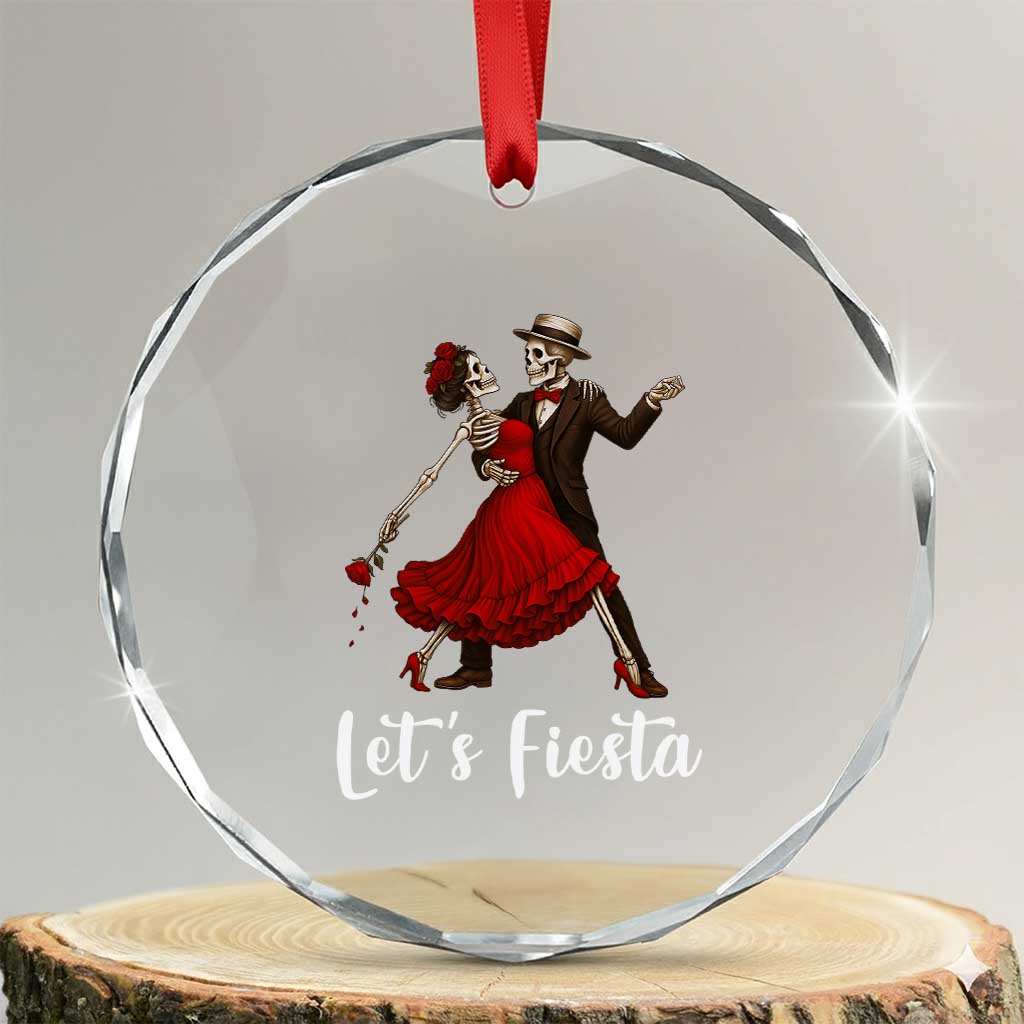 Skeleton Mexican Christmas Crystal Glass Ornament Let us Fiesta TS14 Transparent Glass 3'' Circle Print Your Wear