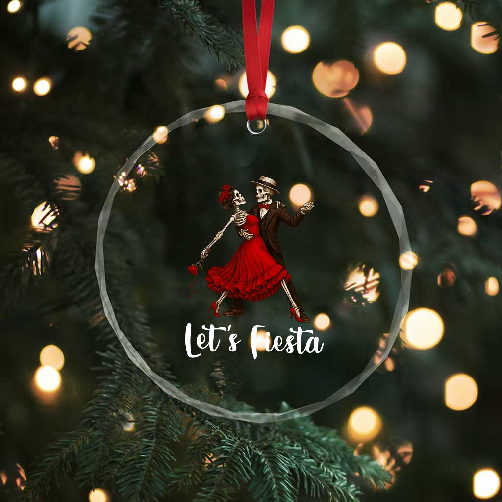 Skeleton Mexican Christmas Crystal Glass Ornament Let us Fiesta TS14 Print Your Wear