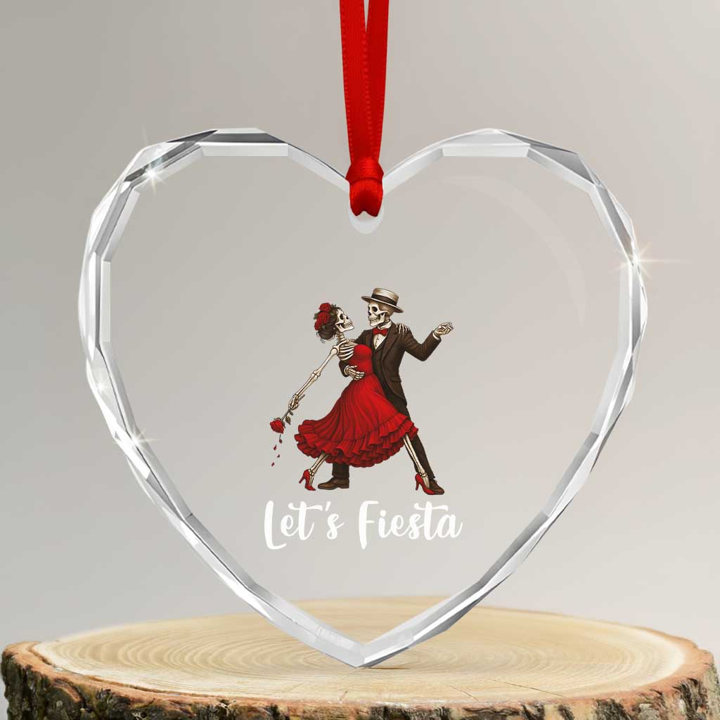Skeleton Mexican Christmas Heart Crystal Glass Ornament Let us Fiesta TS14 Transparent Glass 3'' Heart Print Your Wear