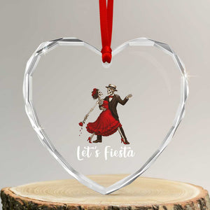 Skeleton Mexican Christmas Heart Crystal Glass Ornament Let us Fiesta TS14 Transparent Glass 3'' Heart Print Your Wear