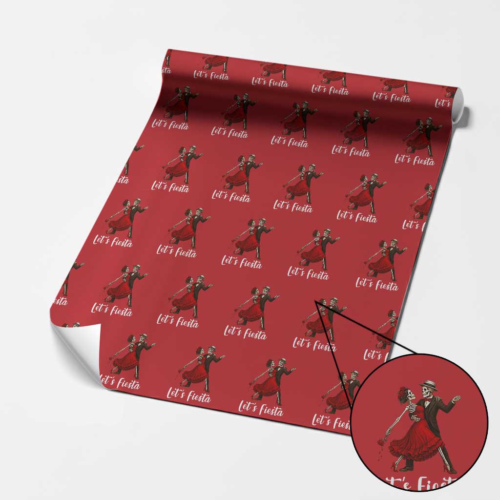 Skeleton Mexican Christmas Wrapping Paper Roll Let us Fiesta TS14 Red Print Your Wear