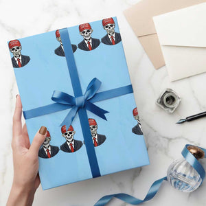 Skeleton See No Crimes Hear No Truth Wrapping Paper Roll Funny Political Satire TS12 Light Blue Print Your Wear