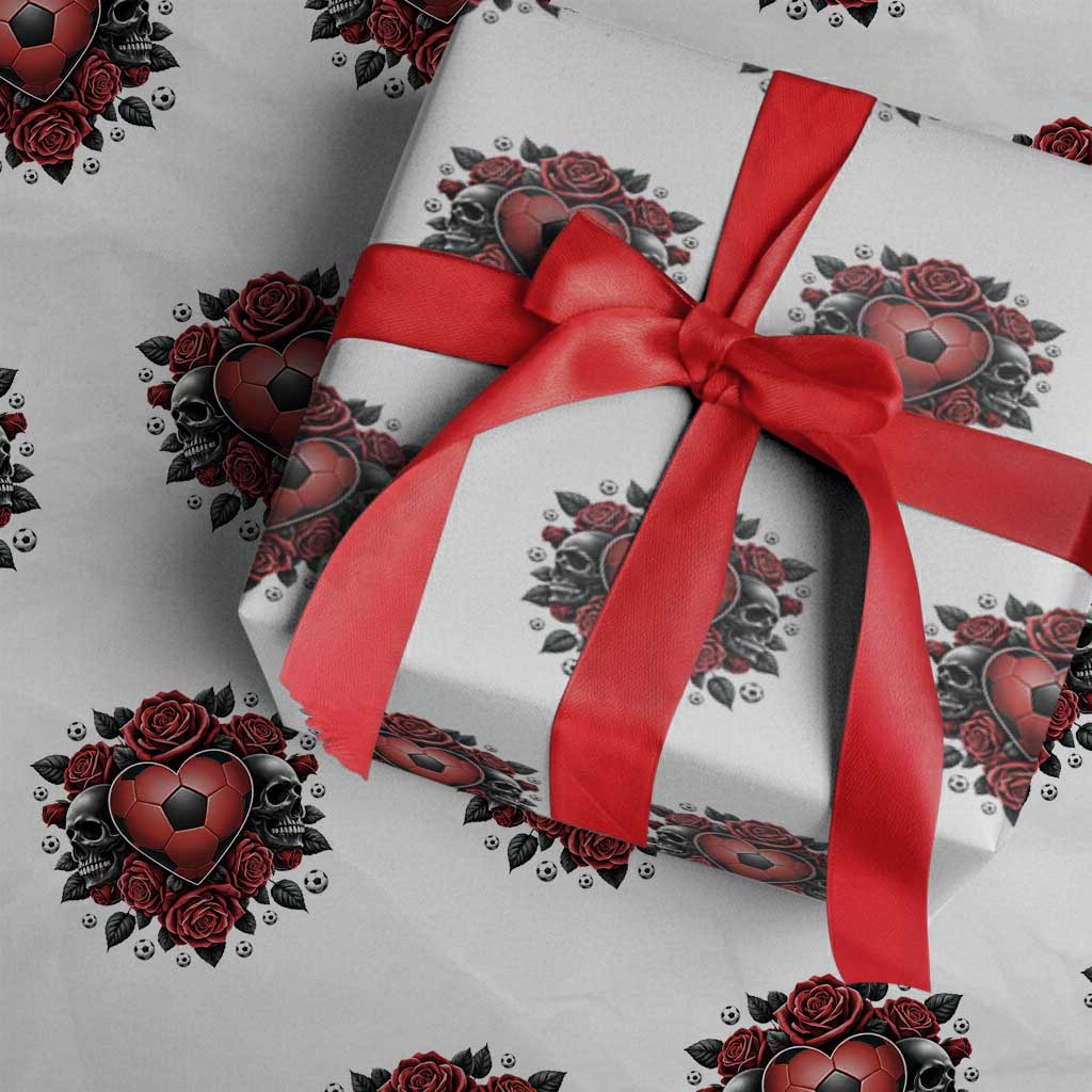 Skeleton Soccer Player Wrapping Paper Roll Valentine Day Gift TS12 White Print Your Wear