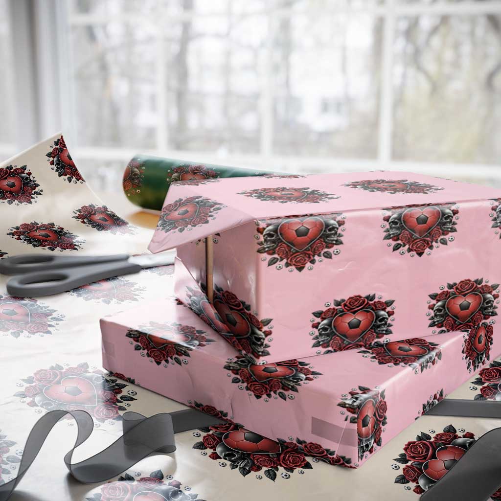 Skeleton Soccer Player Wrapping Paper Roll Valentine Day Gift TS12 Light Pink Print Your Wear