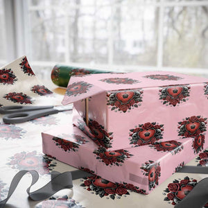 Skeleton Soccer Player Wrapping Paper Roll Valentine Day Gift TS12 Light Pink Print Your Wear