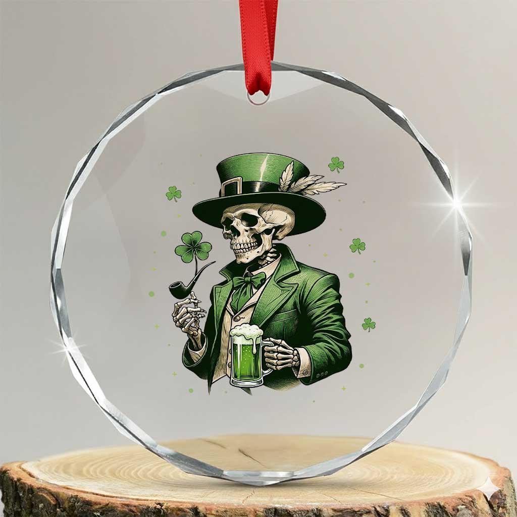 Skeleton St Patricks Day Drinking Crystal Glass Ornament Irish Party Gift TS12 Transparent Glass 3'' Circle Print Your Wear