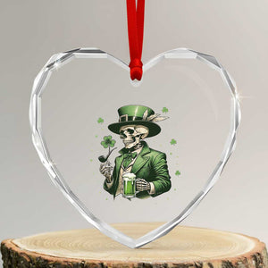 Skeleton St Patricks Day Drinking Heart Crystal Glass Ornament Irish Party Gift TS12 Transparent Glass 3'' Heart Print Your Wear