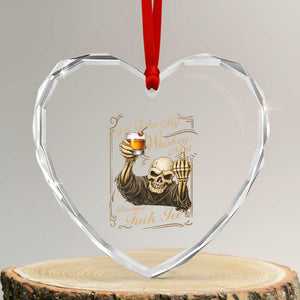 Skeleton Whiskey Heart Crystal Glass Ornament I Will Take My Whiskey Neat No Ice TS12 Transparent Glass 3'' Heart Print Your Wear