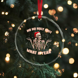 Skeleton Xmas Crystal Glass Ornament Ho Ho Holy Shit What A Year Retro Funny TS02 Print Your Wear