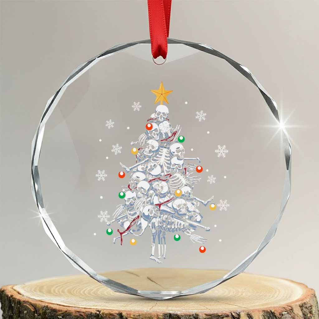 Skeleton Xmas Crystal Glass Ornament Skull Christmas Tree TS09 Transparent Glass 3'' Circle Print Your Wear