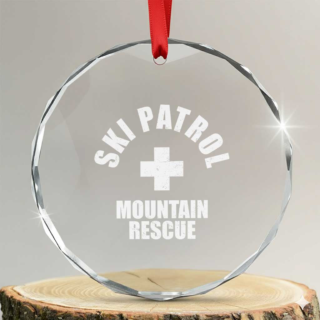 Ski Patrol Mountain Rescue Crystal Glass Ornament Winter Slopes Skiing Snowboarding TS11 Transparent Glass 3'' Circle Print Your Wear