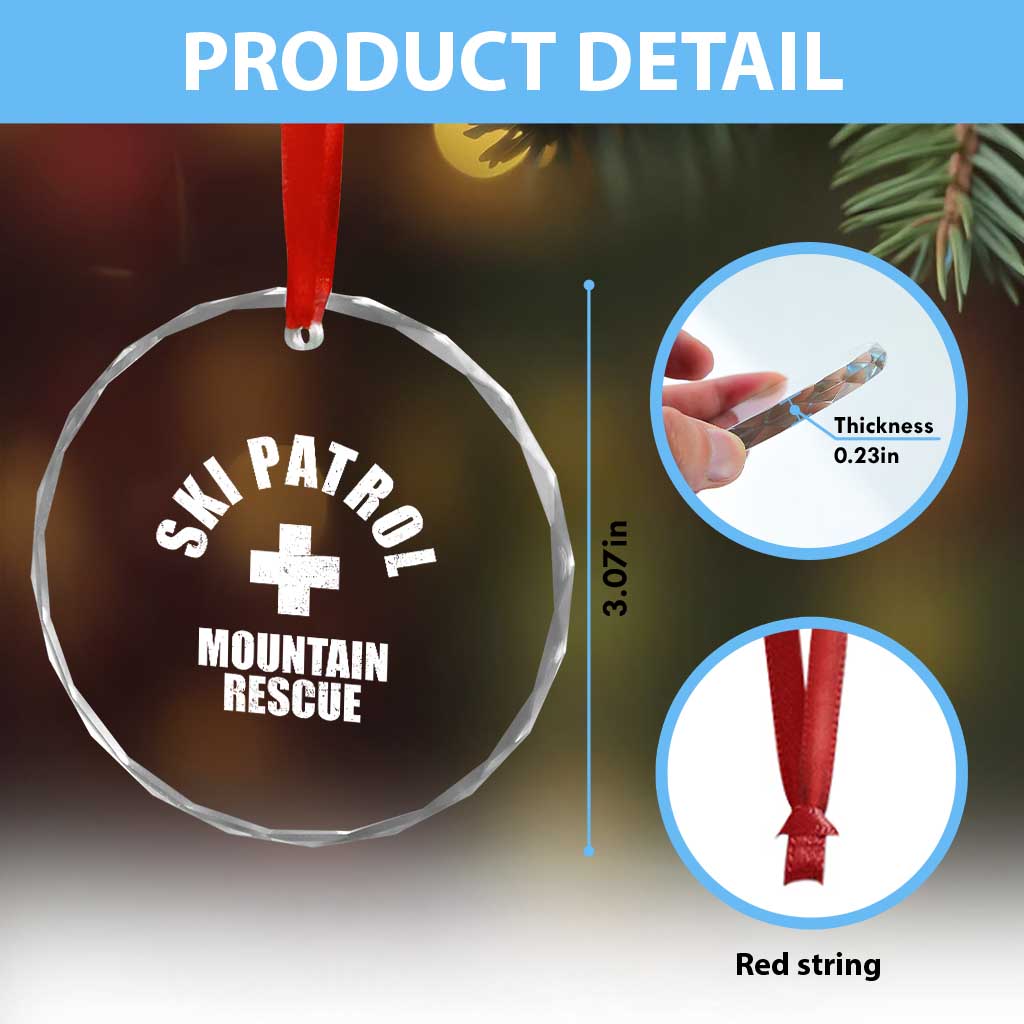 Ski Patrol Mountain Rescue Crystal Glass Ornament Winter Slopes Skiing Snowboarding TS11 Print Your Wear