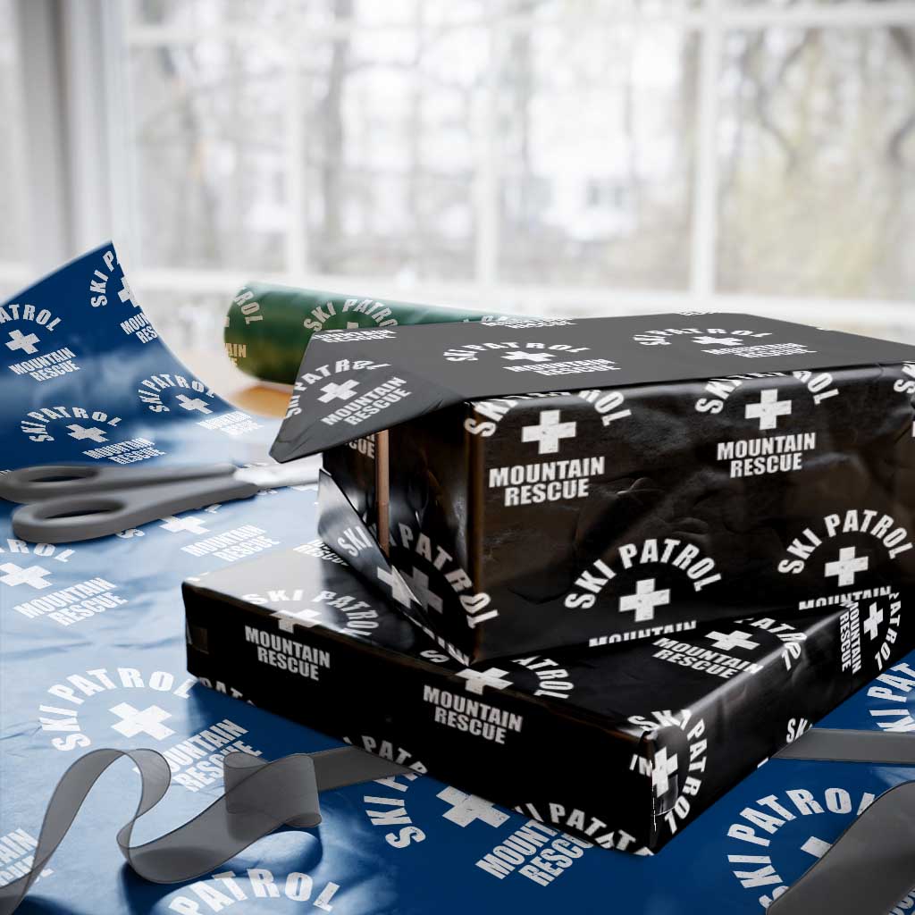 Ski Patrol Mountain Rescue Wrapping Paper Roll Winter Slopes Skiing Snowboarding TS11 Black Print Your Wear