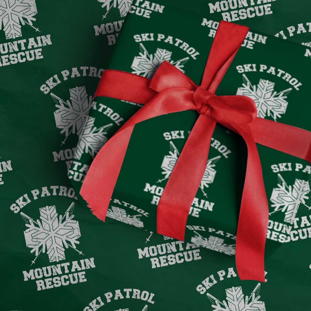 Ski Patrol Mountain Rescue Wrapping Paper Roll Winter Slopes Skiing Snowboarding Snowflake TS11 Green Print Your Wear