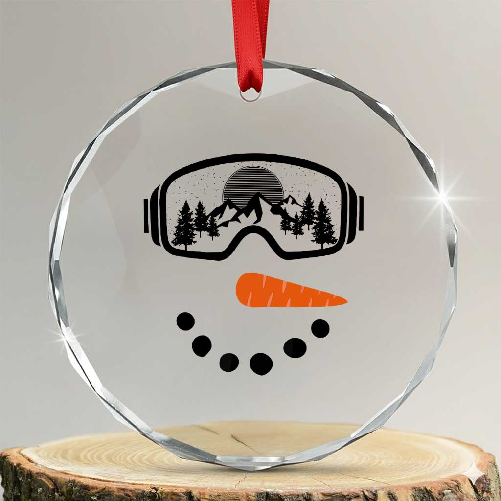 Ski Snowboard Snowman Face Crystal Glass Ornament Goggles Skiing Snow Ski Lover Skier TS10 Transparent Glass 3'' Circle Print Your Wear
