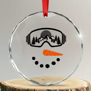 Ski Snowboard Snowman Face Crystal Glass Ornament Goggles Skiing Snow Ski Lover Skier TS10 Transparent Glass 3'' Circle Print Your Wear