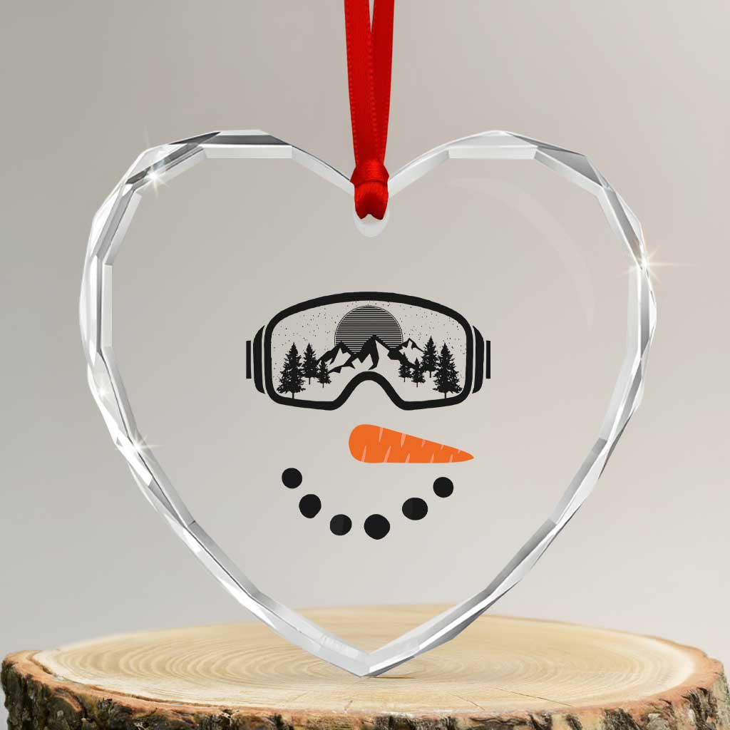Ski Snowboard Snowman Face Heart Crystal Glass Ornament Goggles Skiing Snow Ski Lover Skier TS10 Transparent Glass 3'' Heart Print Your Wear