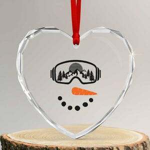 Ski Snowboard Snowman Face Heart Crystal Glass Ornament Goggles Skiing Snow Ski Lover Skier TS10 Transparent Glass 3'' Heart Print Your Wear