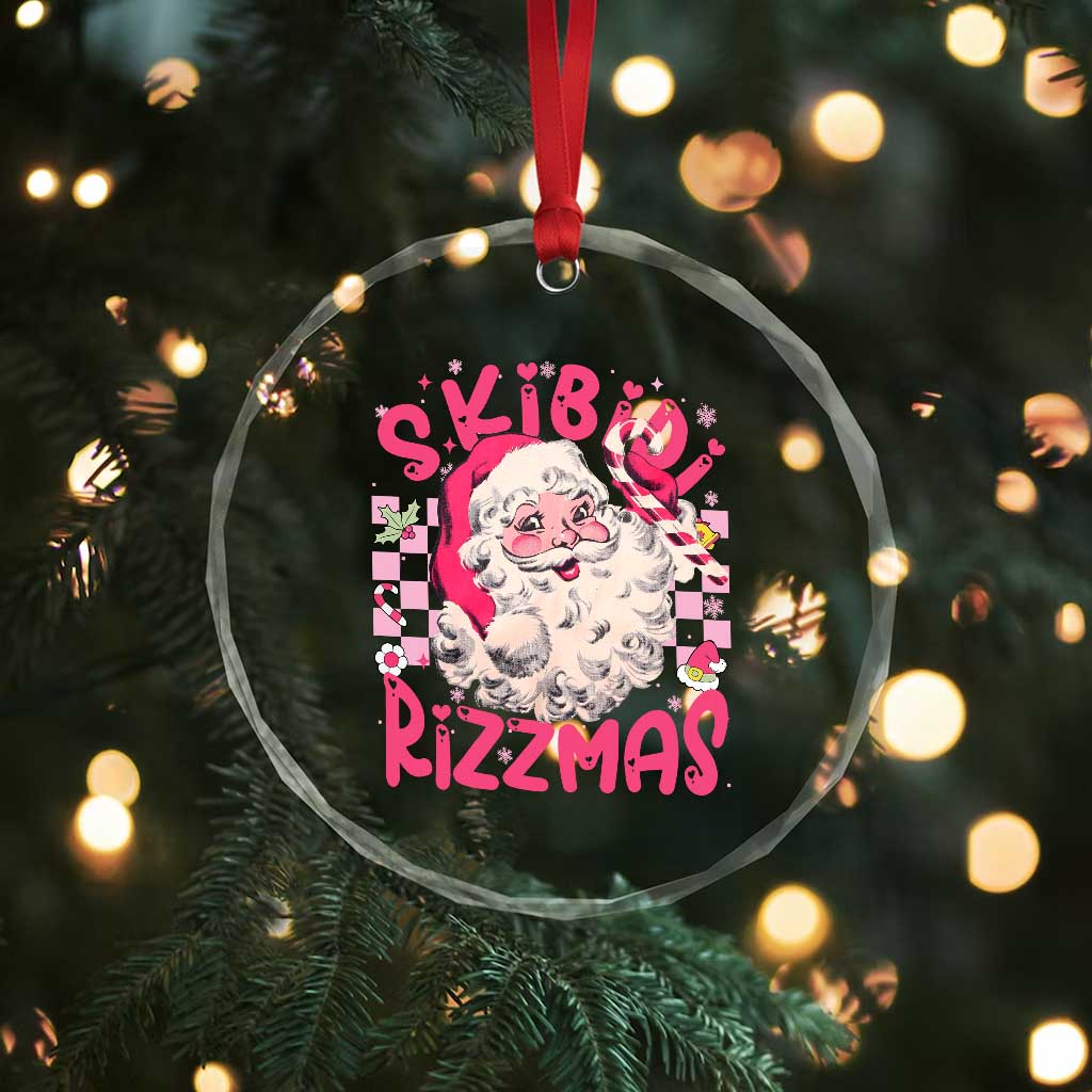 Skibidi Rizzmas Santa Crystal Glass Ornament Rizz Santa Pink Groovy Funny Xmas Gen Alpha Girl Kids TS10 Print Your Wear
