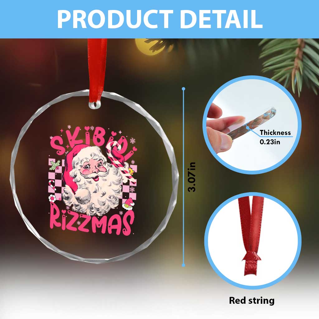 Skibidi Rizzmas Santa Crystal Glass Ornament Rizz Santa Pink Groovy Funny Xmas Gen Alpha Girl Kids TS10 Print Your Wear