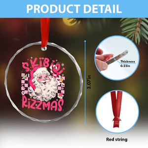 Skibidi Rizzmas Santa Crystal Glass Ornament Rizz Santa Pink Groovy Funny Xmas Gen Alpha Girl Kids TS10 Print Your Wear