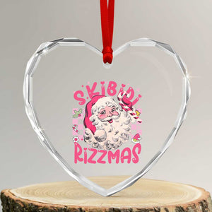 Skibidi Rizzmas Santa Heart Crystal Glass Ornament Rizz Santa Pink Groovy Funny Xmas Gen Alpha Girl Kids TS10 Transparent Glass 3'' Heart Print Your Wear