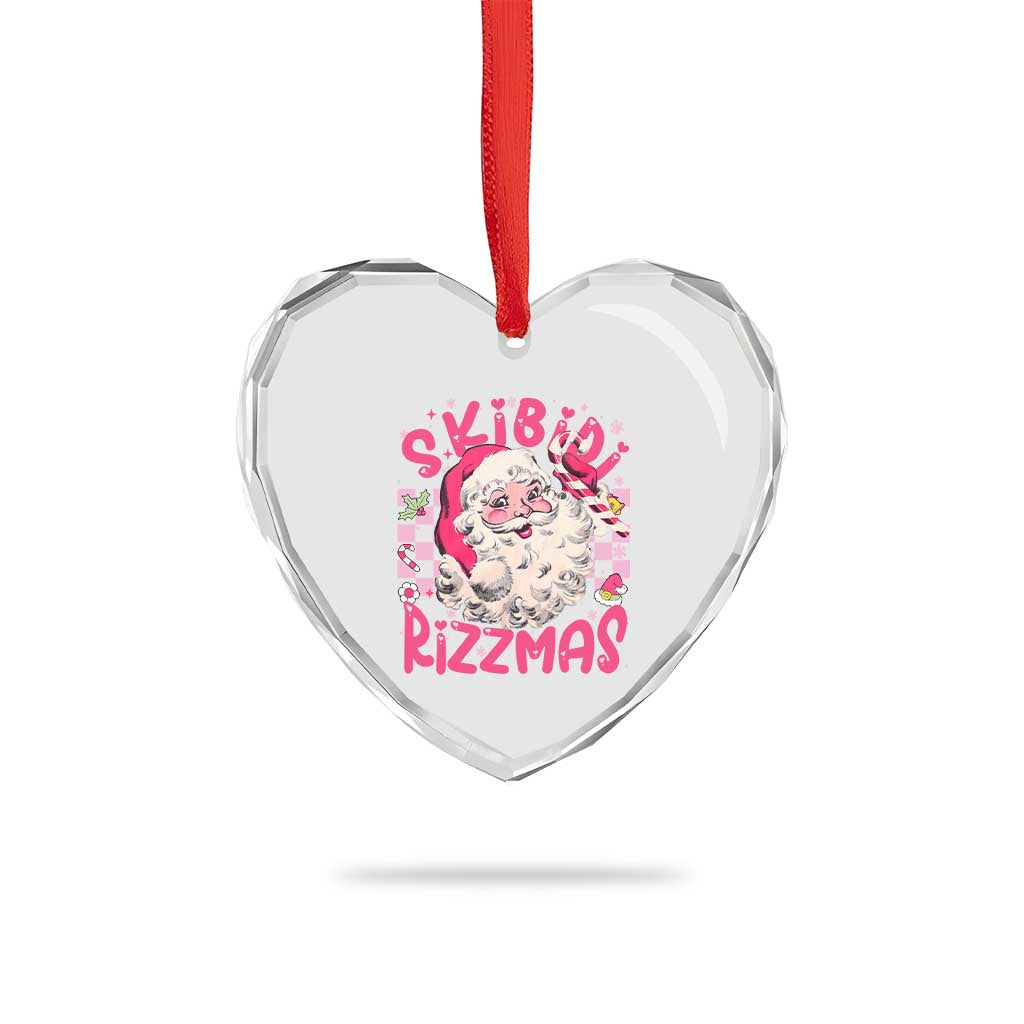 Skibidi Rizzmas Santa Heart Crystal Glass Ornament Rizz Santa Pink Groovy Funny Xmas Gen Alpha Girl Kids TS10 Print Your Wear