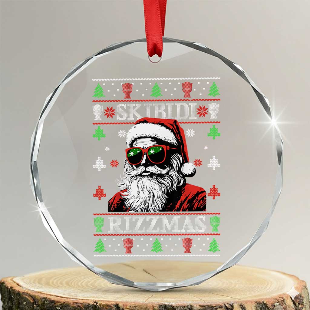 Skibidi Rizzmas Xmas Crystal Glass Ornament Rizz Santa Claus Funny Christmas Gen Alpha - Print Your Wear