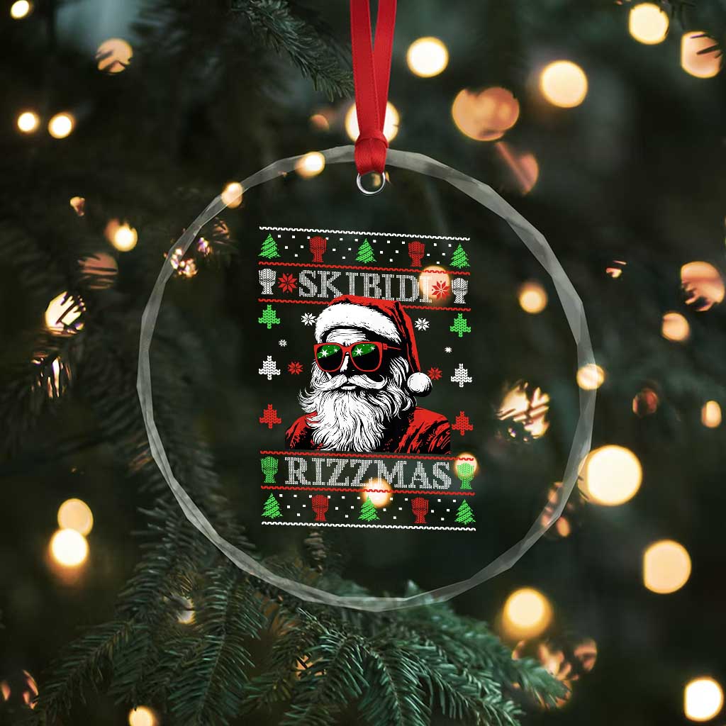 Skibidi Rizzmas Xmas Crystal Glass Ornament Rizz Santa Claus Funny Christmas Gen Alpha TS10 Print Your Wear