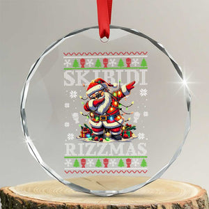 Skibidi Rizzmas Xmas Crystal Glass Ornament Rizz Santa Claus Funny Xmas Gen Alpha TS10 Transparent Glass 3'' Circle Print Your Wear