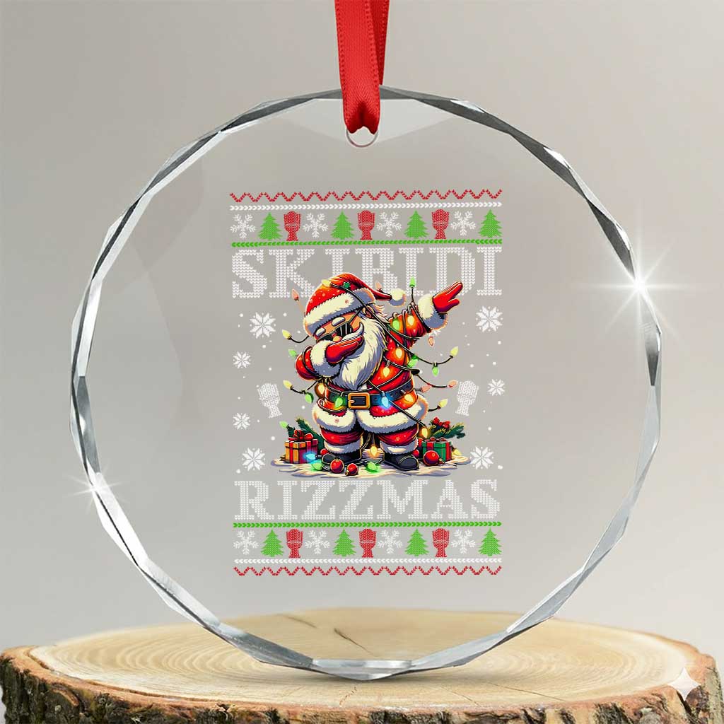 Skibidi Rizzmas Xmas Crystal Glass Ornament Rizz Santa Claus Funny Xmas Gen Alpha TS10 Transparent Glass 3'' Circle Print Your Wear