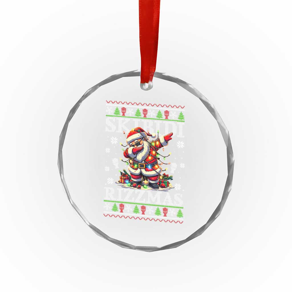 Skibidi Rizzmas Xmas Crystal Glass Ornament Rizz Santa Claus Funny Xmas Gen Alpha TS10 Print Your Wear